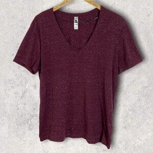 MEC Organic Cotton Short Sleeve V-Neck Tee Size Large T-Shirt Heathered Purple L
